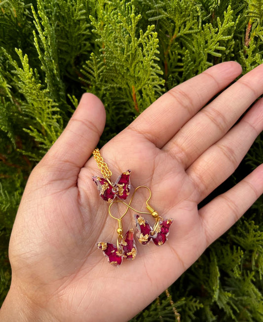 Butterfly Pendant and Earrings Set