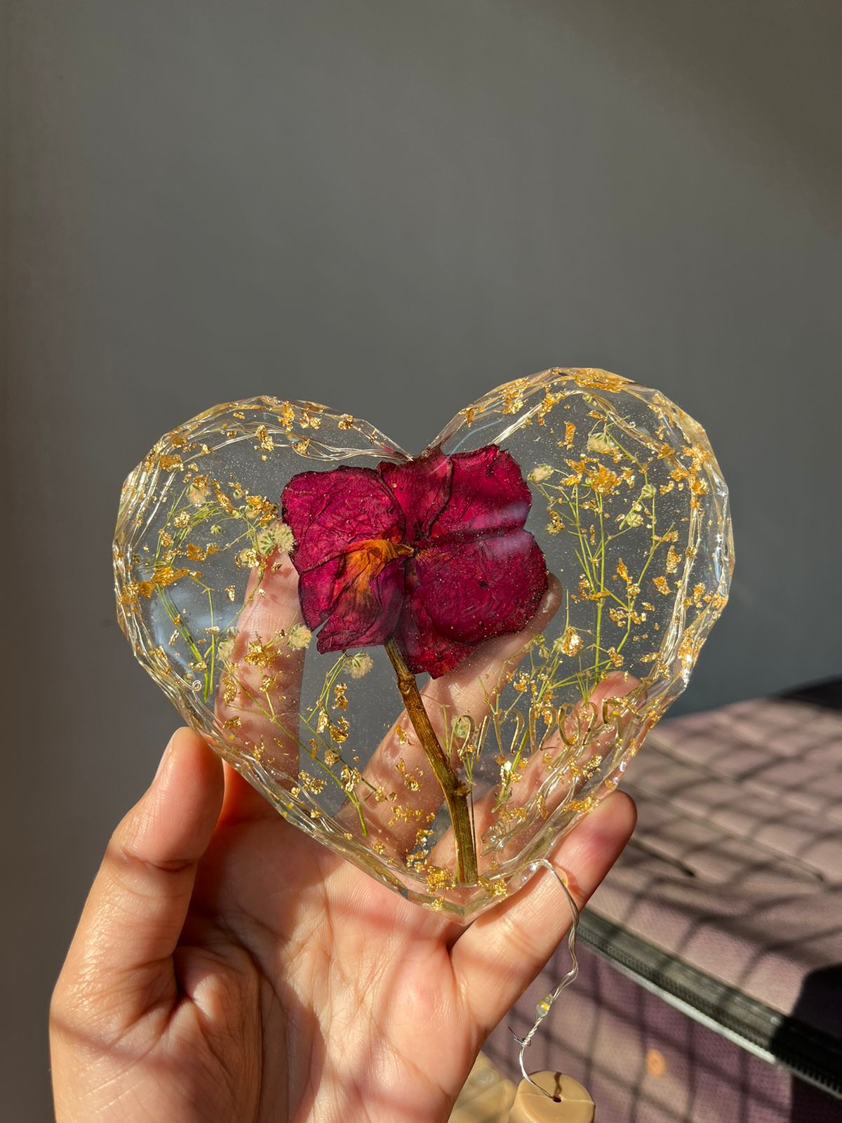 Heart Rose Resin Frame