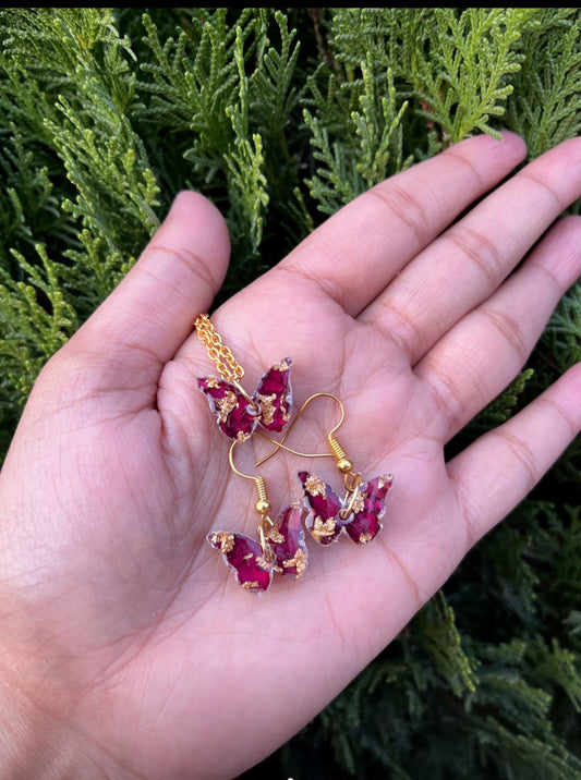 Butterfly Pendant and Earrings Set
