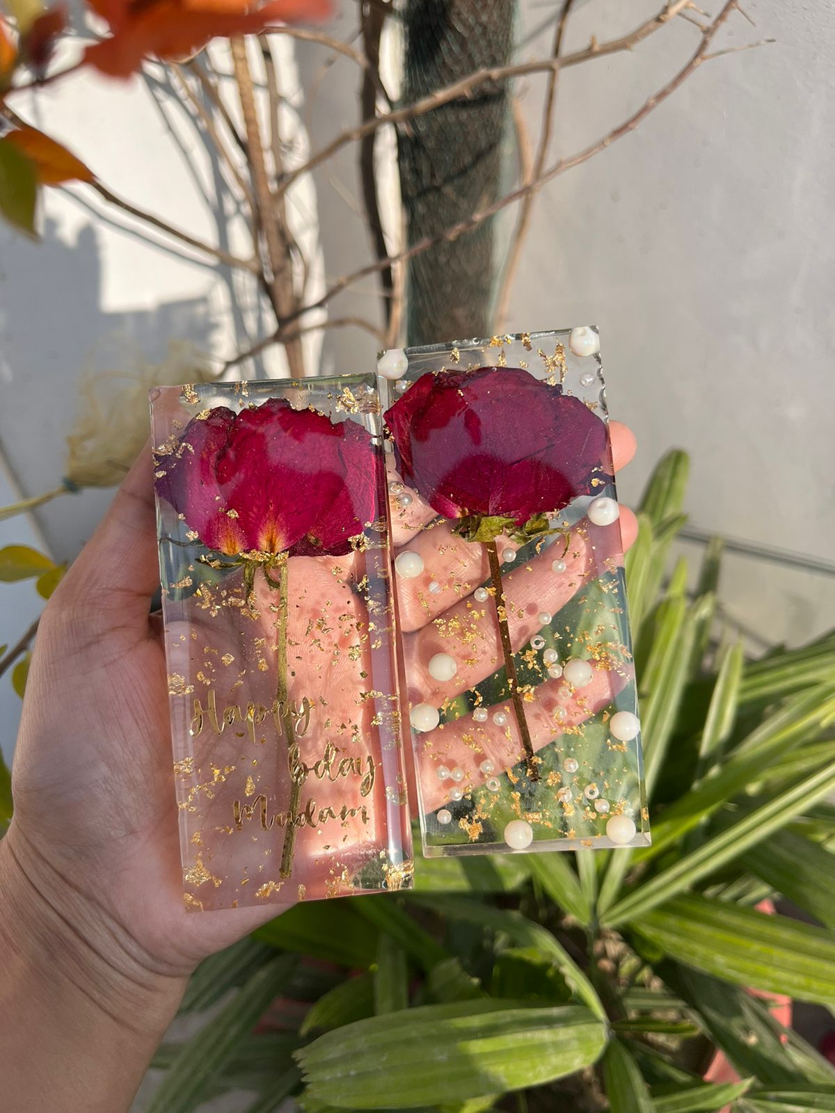 Resin Rose Cube